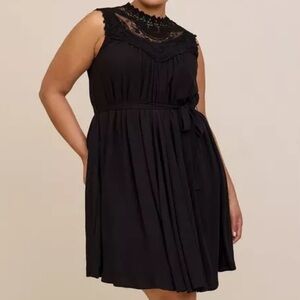 Torrid Mini Crinkle Gauze Crochet Dress